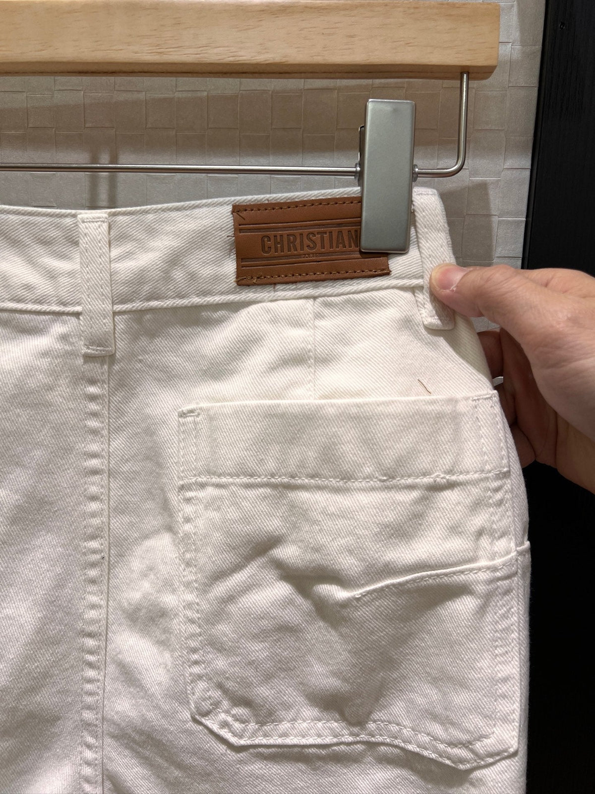 CD Straight Wide-leg Pants White Cotton