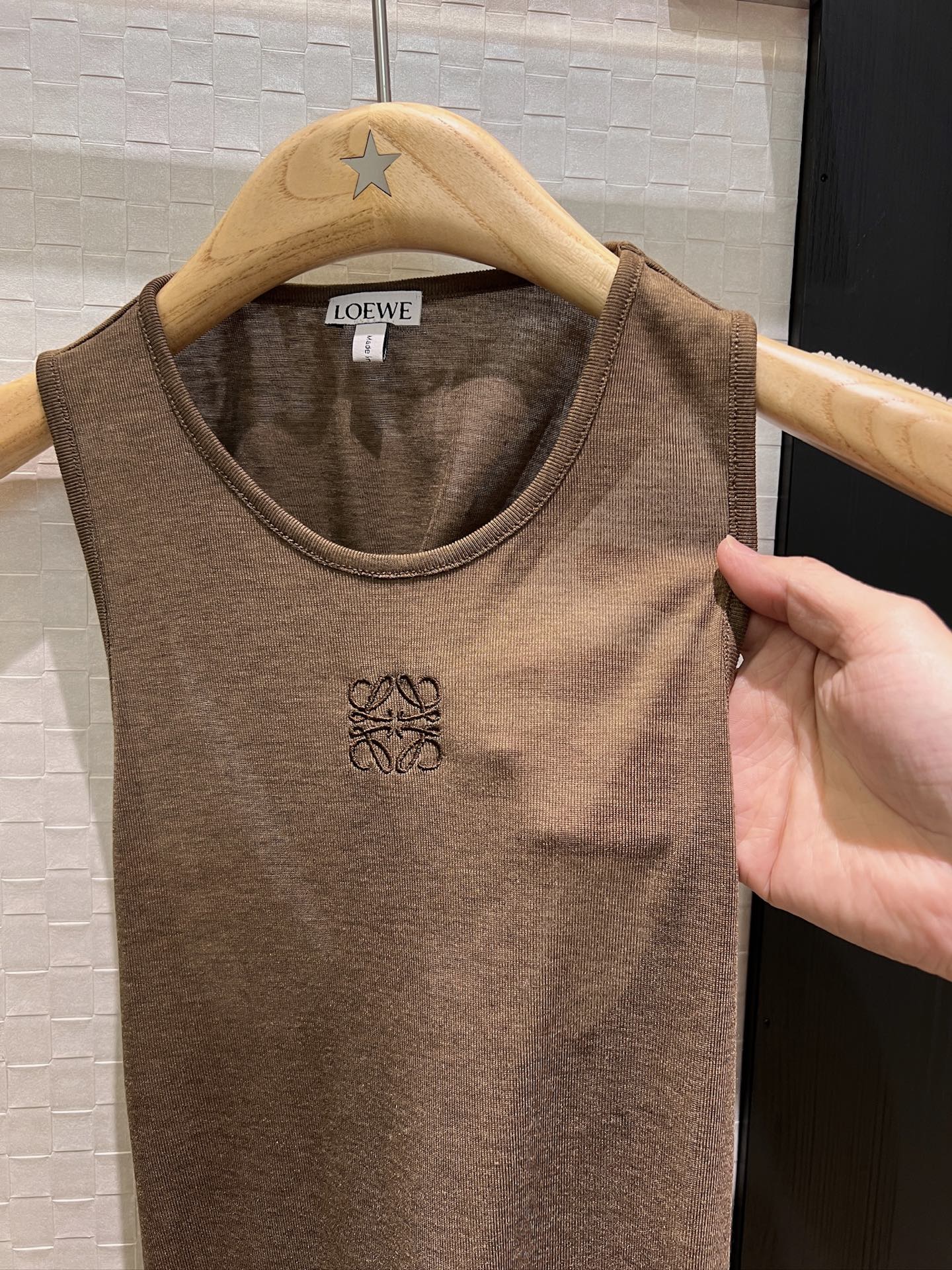 Loewe Embroidered Logo Knotted Vest Top Brown Polyester Fiber