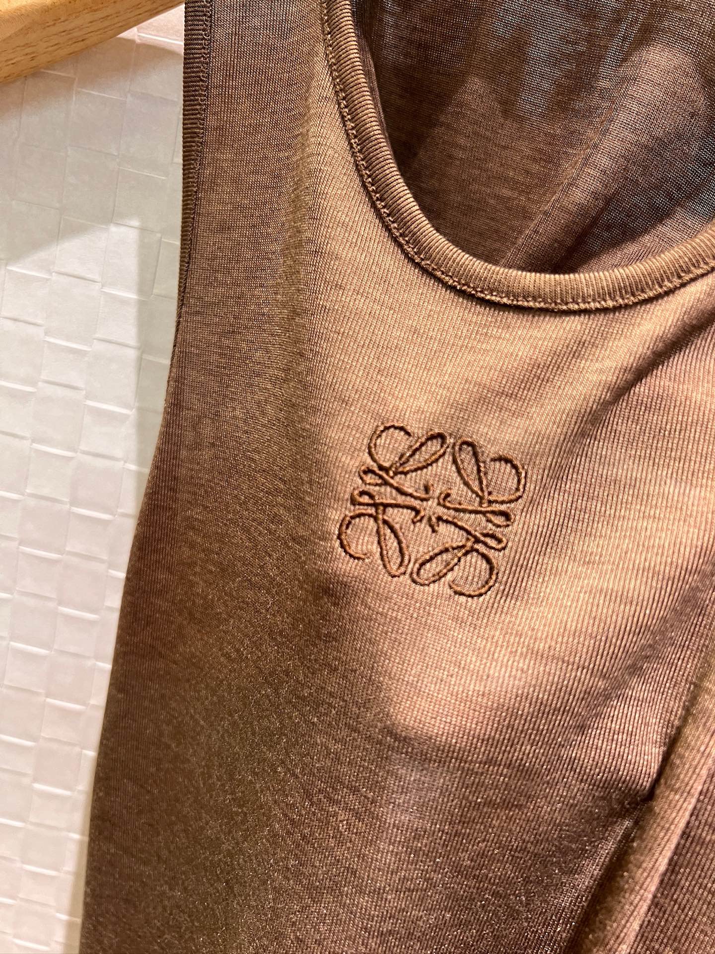 Loewe Embroidered Logo Knotted Vest Top Brown Polyester Fiber