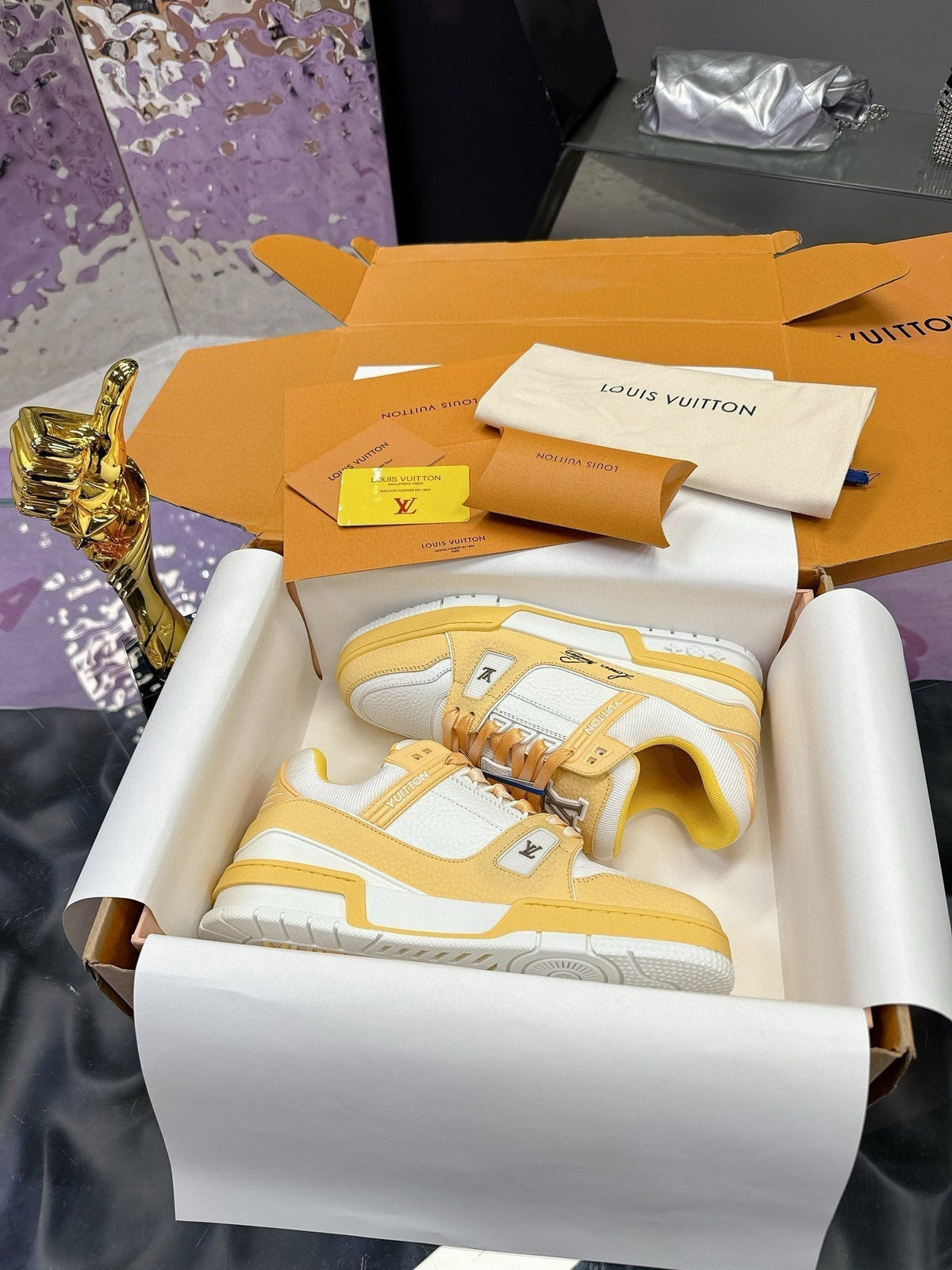 LV Trainer Sneaker Yellow Cowhide