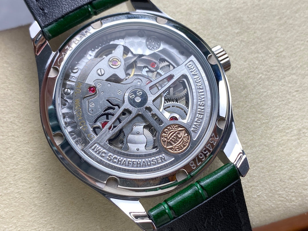 IWC Portuguese 40.4mm Green Dial Steel Case Silver Numerals