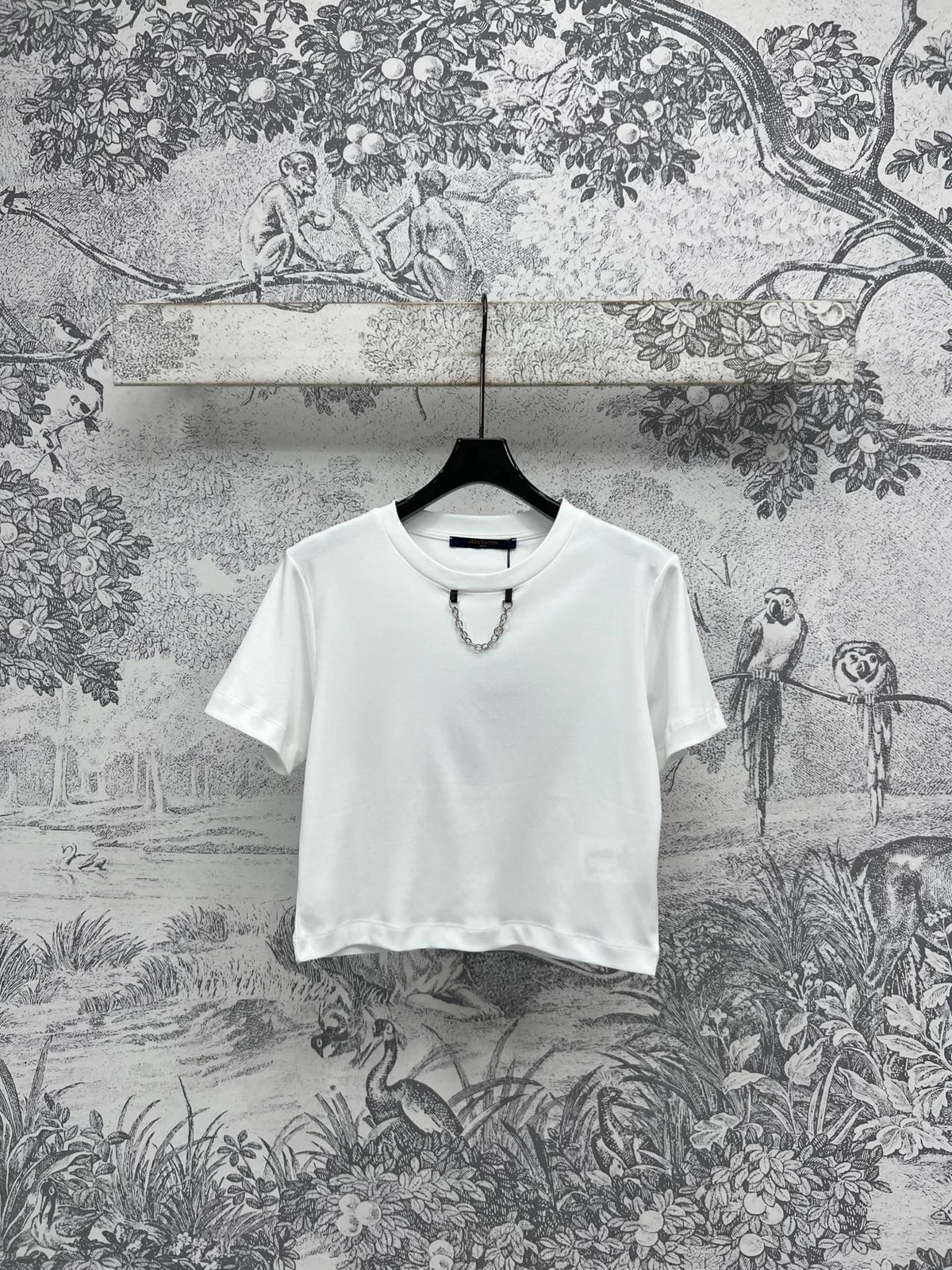LV 25 Short-Sleeved T-shirt Back Logo Print White Cotton