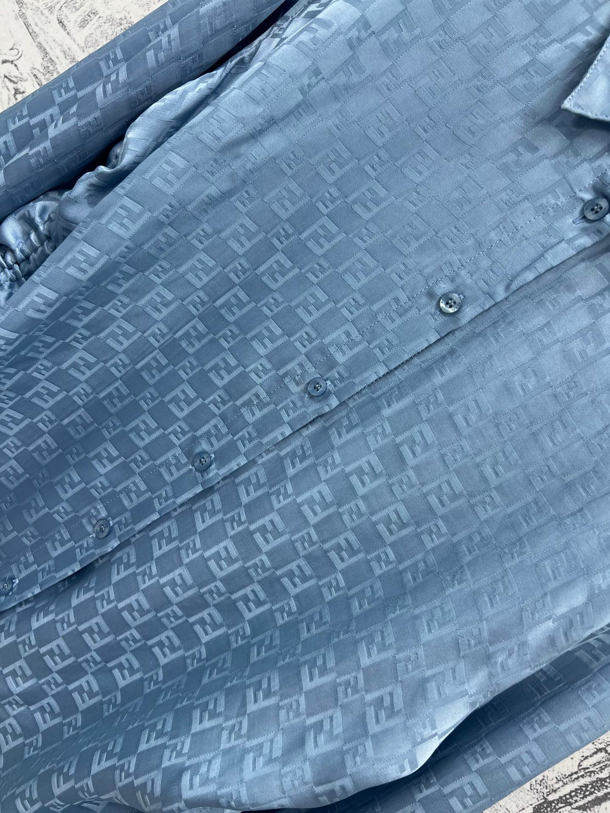 Fendi 25 Double F Shirt Blue Viscose Polyester
