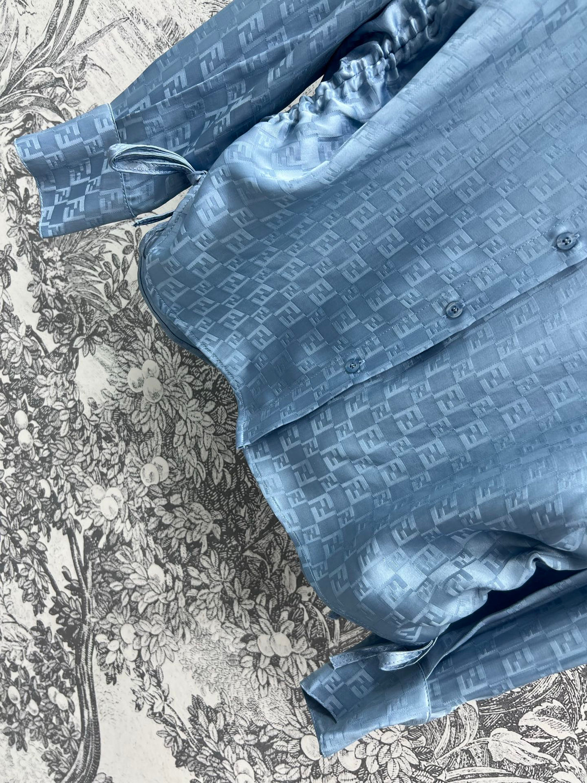 Fendi 25 Double F Shirt Blue Viscose Polyester