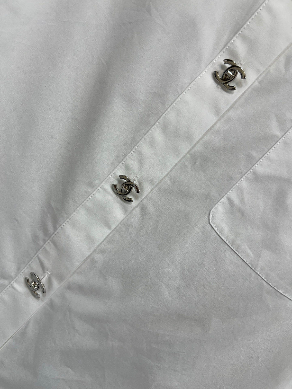 Chanel 2026 Logo Embroidered Shirt White Cotton 356991