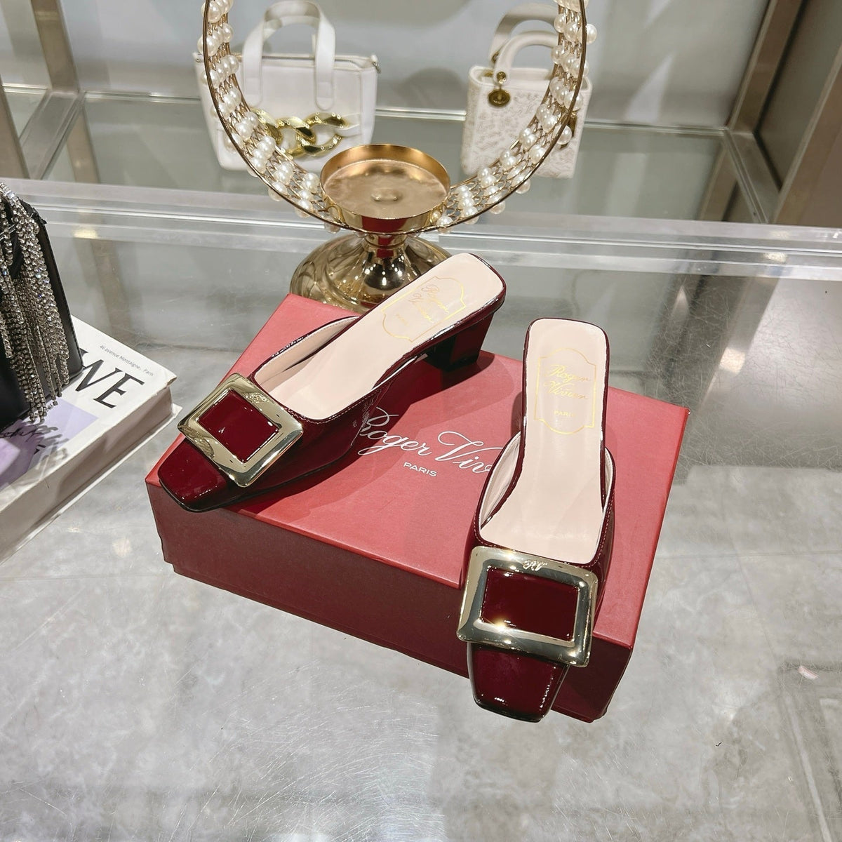 Viv 25 Mules Buckle Red Patent Leather 235351