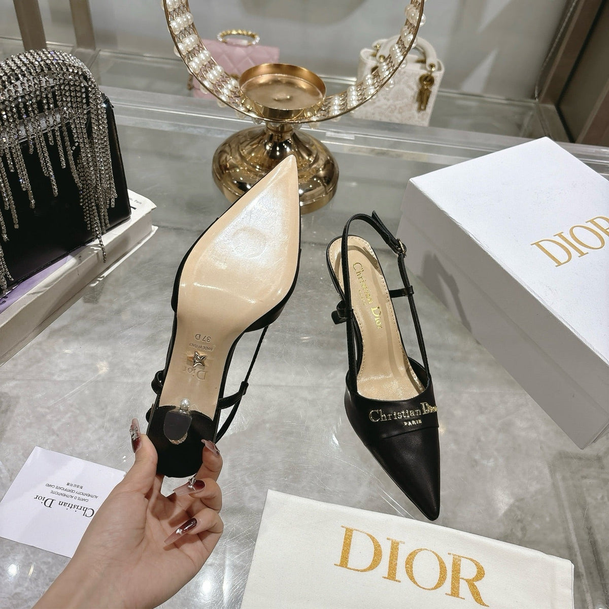 CD 25 Slingback Heel Black Leather 306927