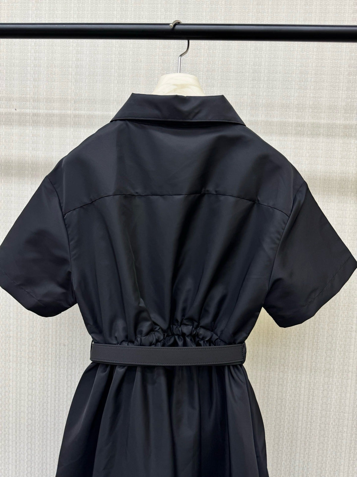 Prada 2026 Half-Zip Belt Dress Black Polyamide 399129