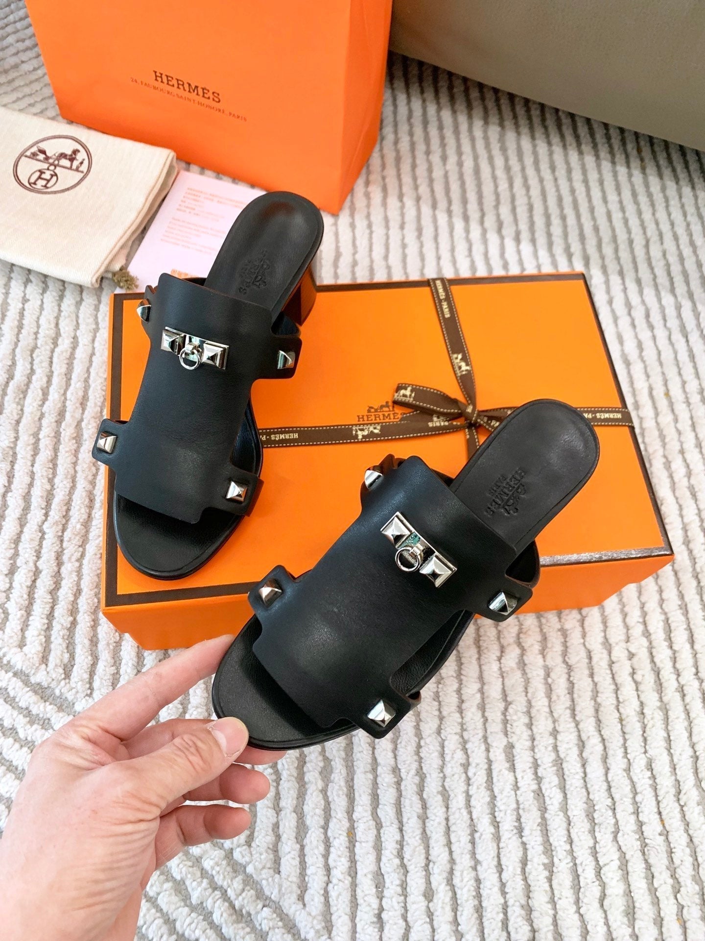 HM Invincible 50 Sandal Black Lambskin 963261