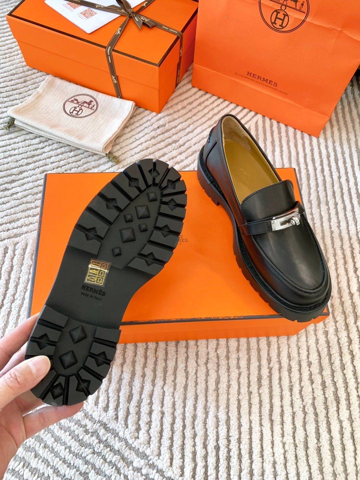 HM Icone Loafer Black Nappa Goat Leather 963174
