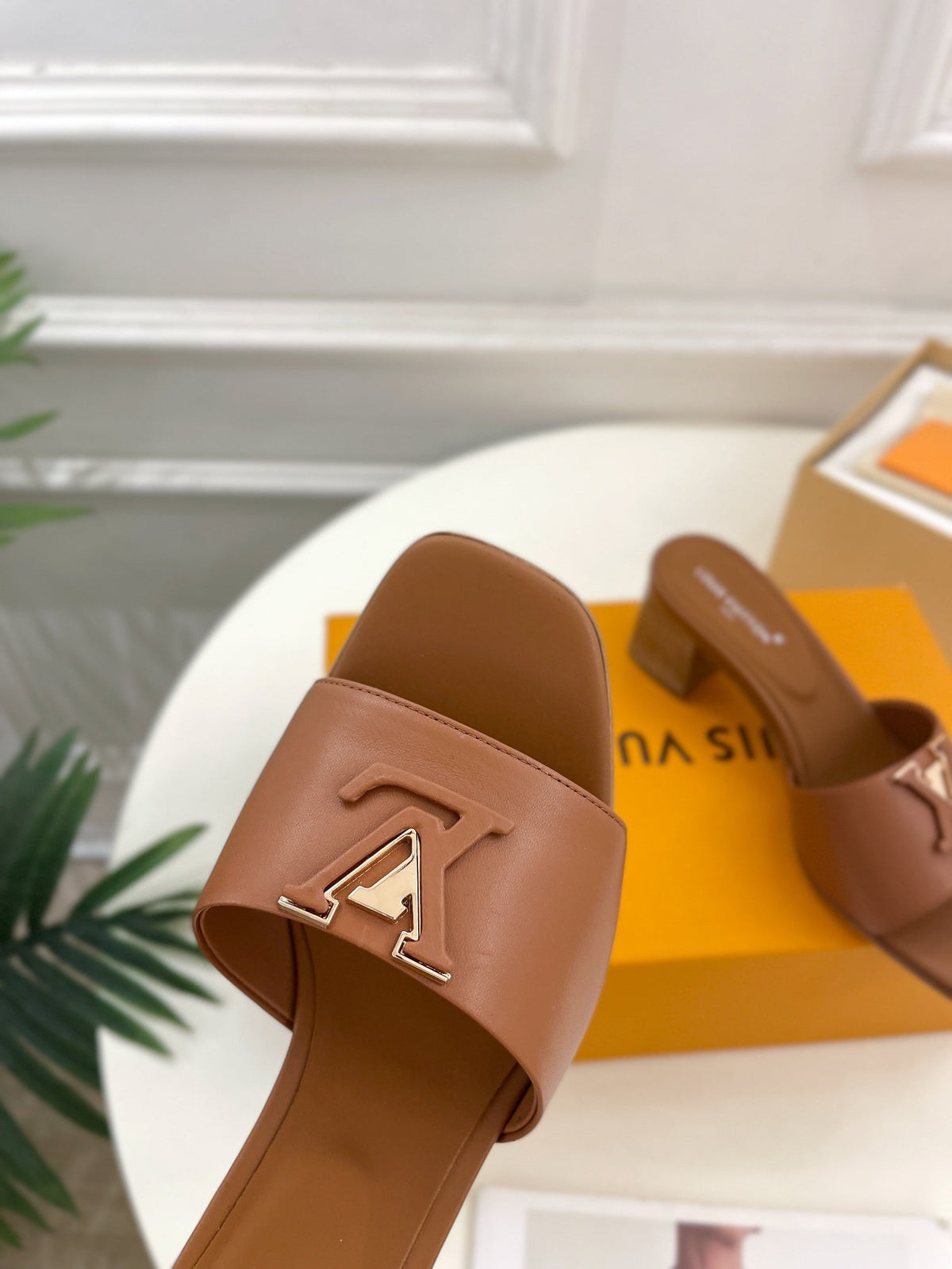 lv capri mule 45mm dark brown calfskin