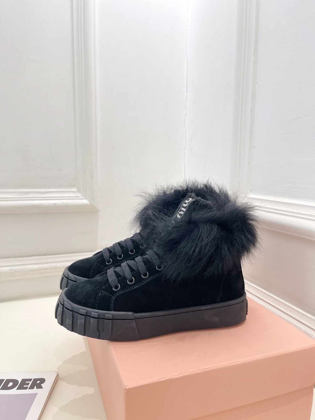 Miu Ankle Boots Black Wool