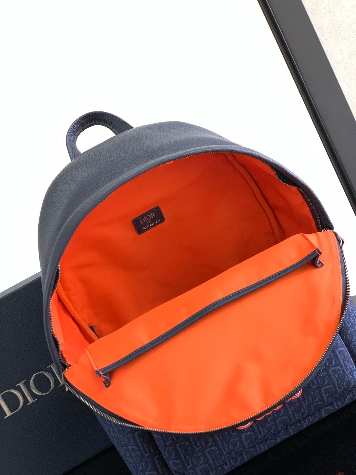Dior  Rider 2.0 Zipper Backpack Navy Blue Cowhide 336223