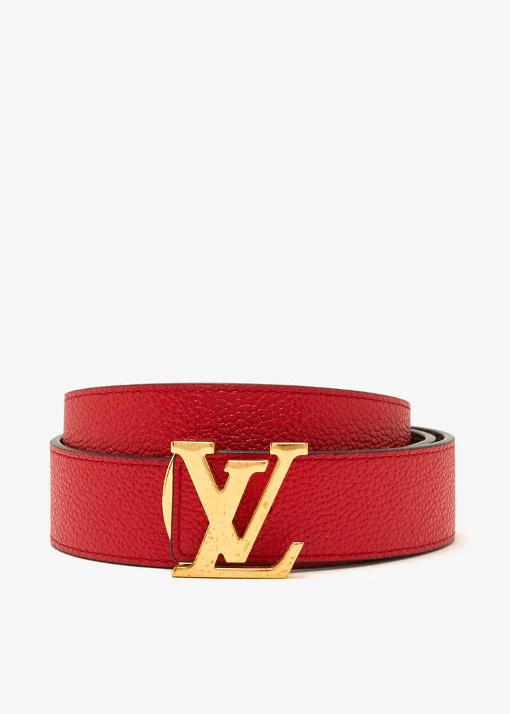 LV 30 MM BELTS IN BLACK AND CHERRY RED CALFSKIN