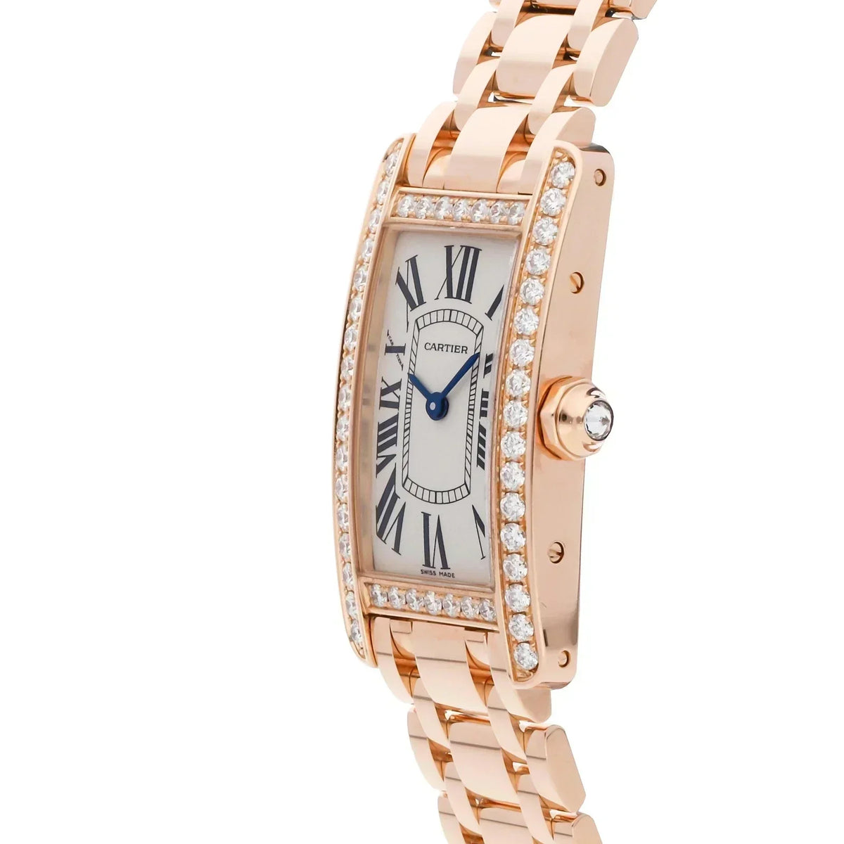 Cartier Tank Americaine Rose Gold Diamond Quartz Watch
