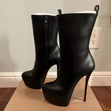 Louboutin Dolly Booty Alta 160 Black Calfskin Ankle Boots