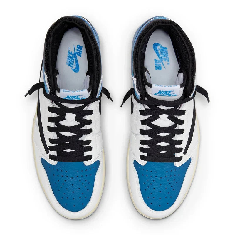 Travis Scott x Air Jordan 1 Blue Black White Leather