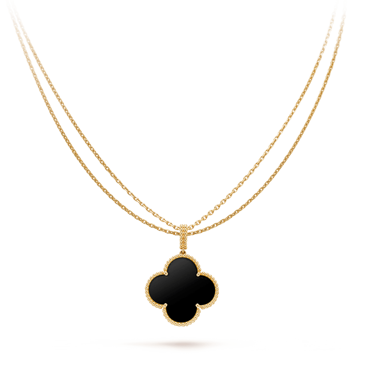 CLOVER SILVER ONYX BIG CLOVER NECKLACE