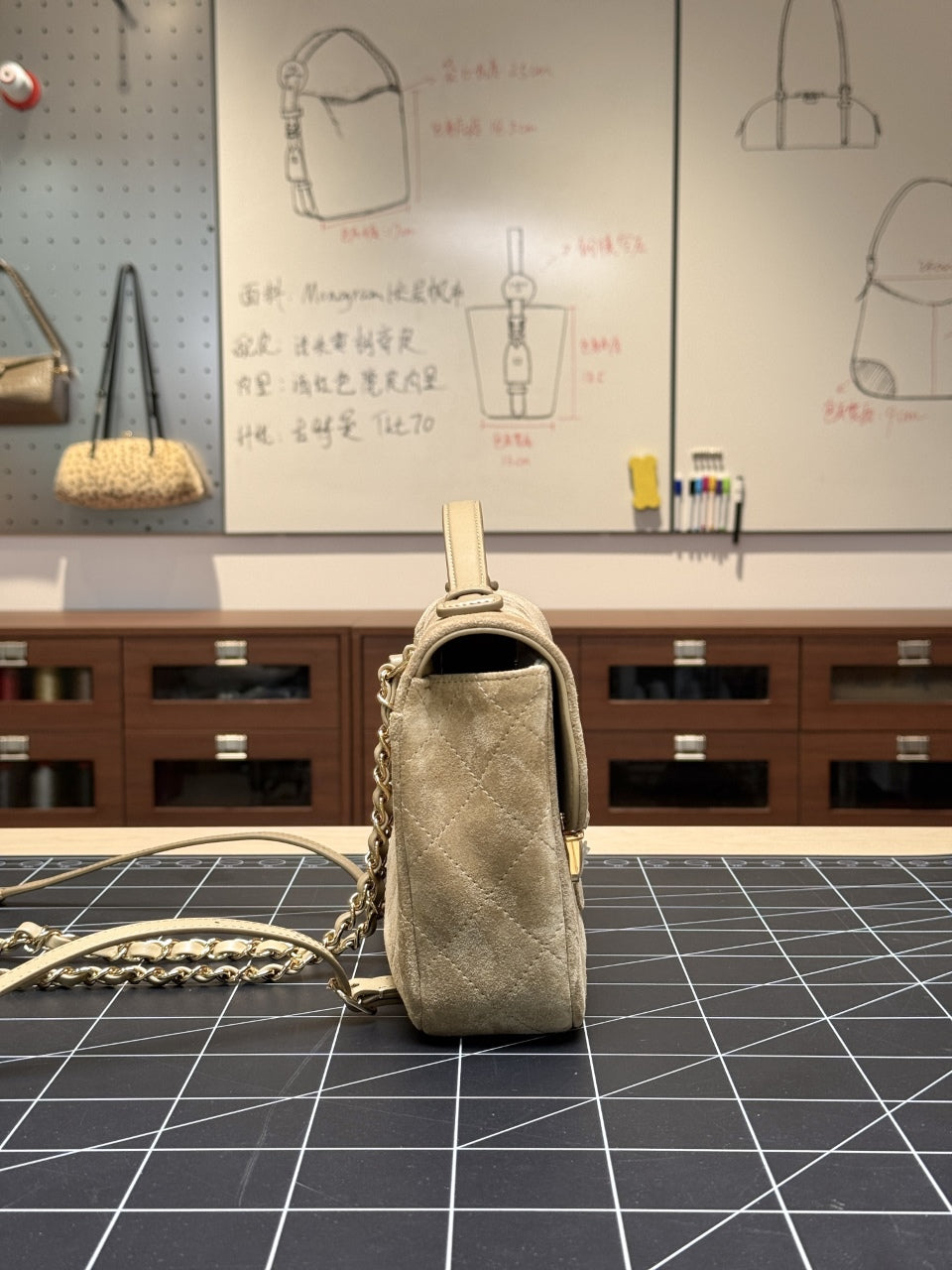 Chanel 2026 Quilted Backpack 26cm Beige Suede