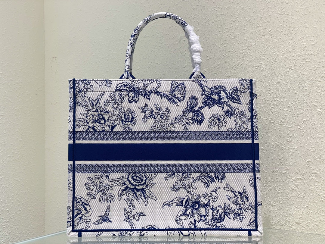 Large CD Book Tote 42cm Jardin Botanique Blue