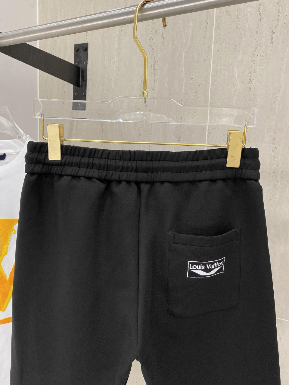 LV CASUAL SHORTS BLACK COTTON STRETCH FABRIC 239613