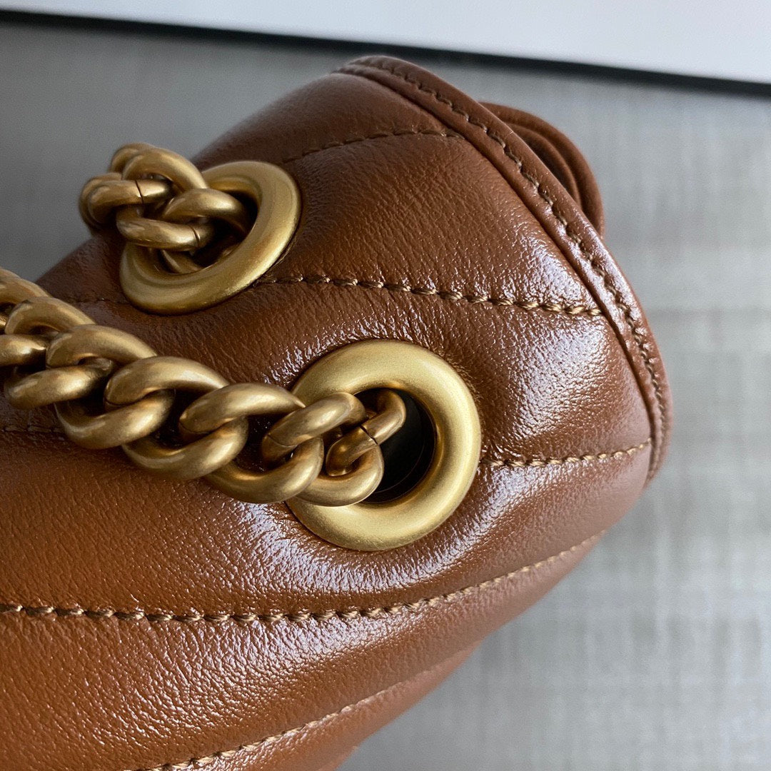GG Marmont 26cm Brown Calfskin Gold Hardware