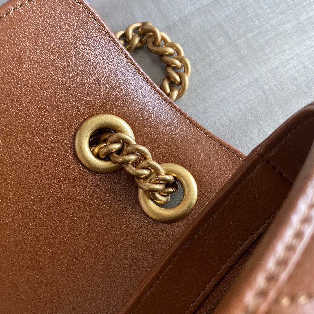 GG Marmont 26cm Brown Calfskin Gold Hardware