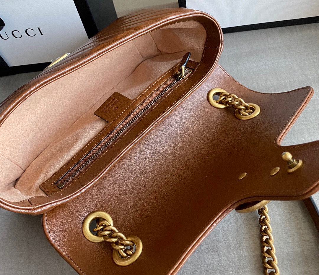 GG Marmont 26cm Brown Calfskin Gold Hardware